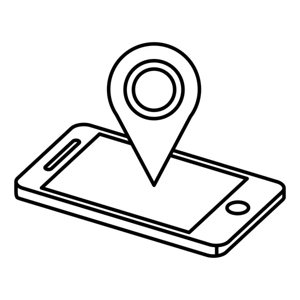 Smartphone con ubicación pin — Vector de stock