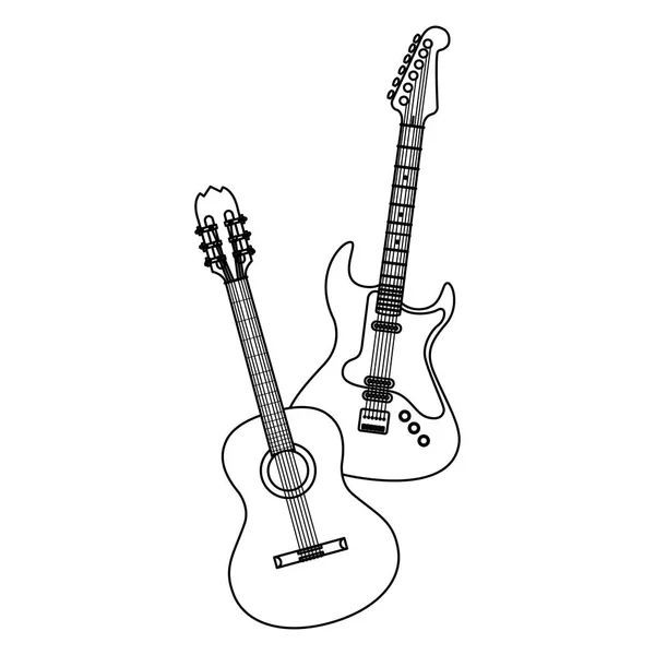 Instrumentos eléctricos y acústicos de guitarra — Vector de stock