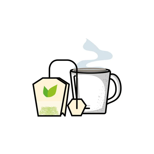 Φλιτζάνι με τσάι τσάντα βότανο απομονωμένες εικονίδιο — Διανυσματικό Αρχείο