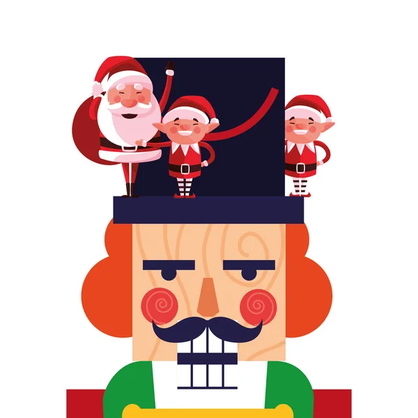 Navidad santa nutcracker elfos decoración — Archivo Imágenes Vectoriales