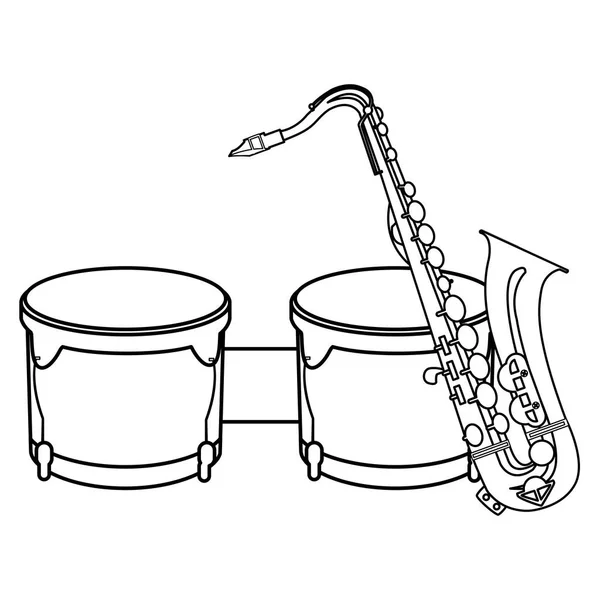 Saksofon i dźwiękowe instrumentów muzycznych — Wektor stockowy