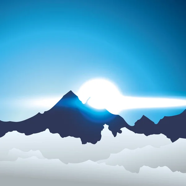 Montanha alpina com nuvens — Vetor de Stock