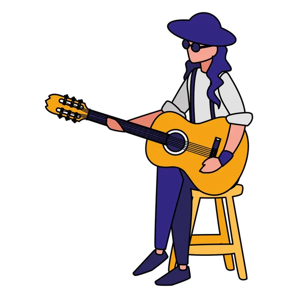 Guitarist playing guitar character — Stock Vector