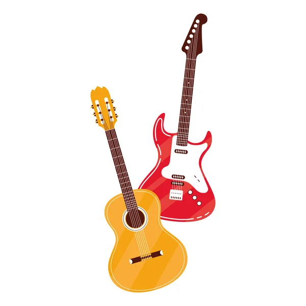 Instrumentos eléctricos y acústicos de guitarra — Vector de stock