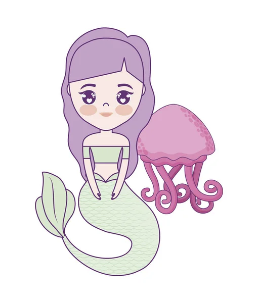 Linda sirena con medusas — Archivo Imágenes Vectoriales