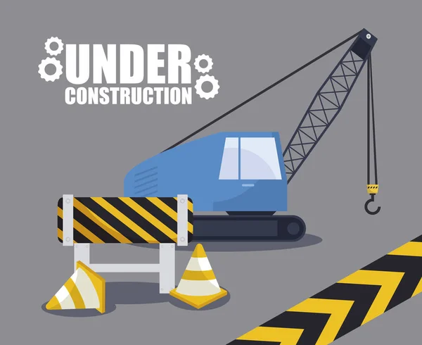 Under construction crane truck icon — Stock Vector