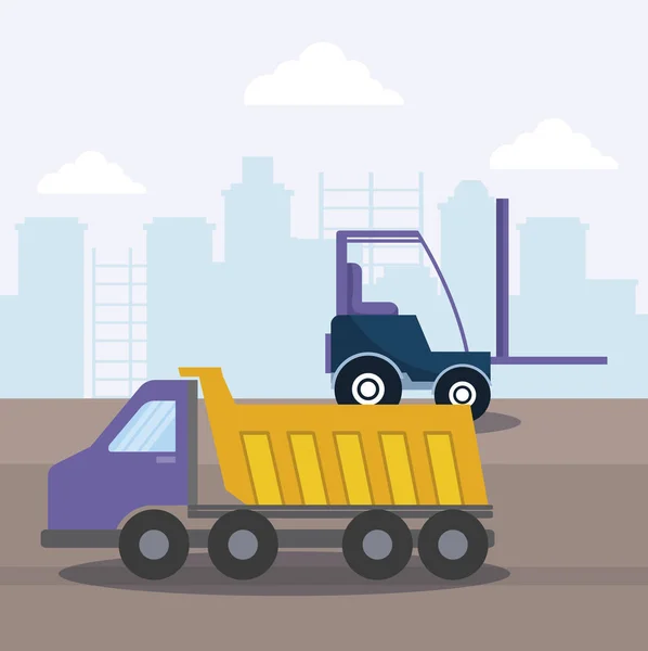 Sous véhicules de construction icônes — Image vectorielle