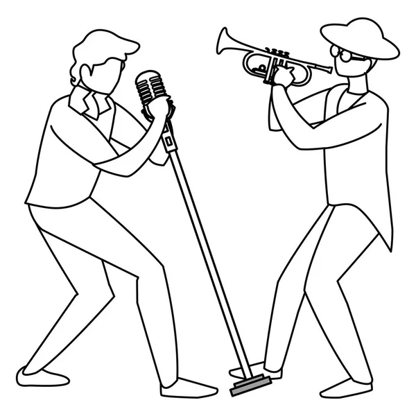 Sångare och musiker par tecken — Stock vektor