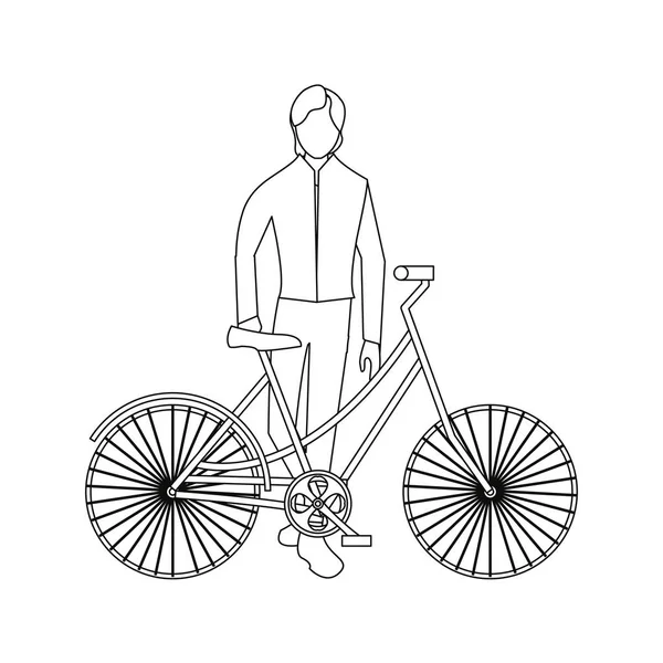 Hombre montar bicicleta — Vector de stock
