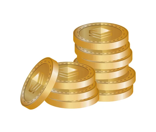 Pilha moedas virtuais com stratis — Vetor de Stock