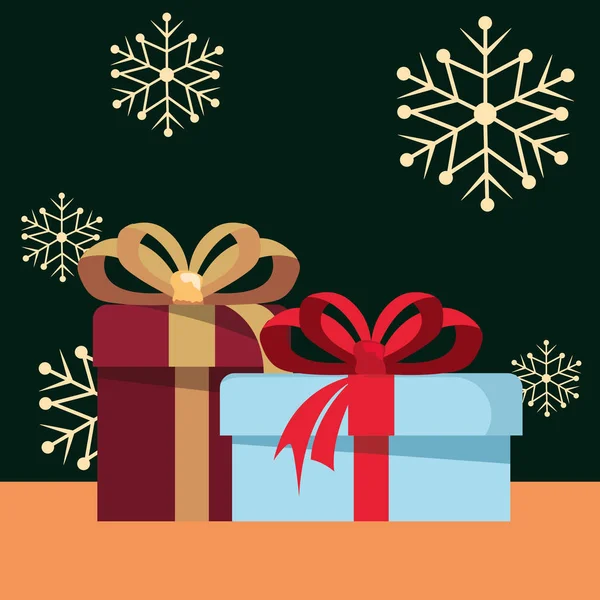 Karácsonyi ajándék dobozok ünnepség — Stock Vector
