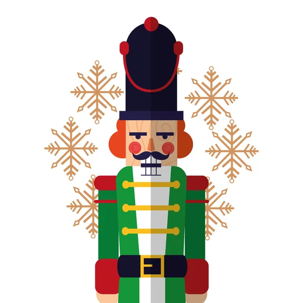 Рождественский ореховый крекер игрушечные снежинки украшения — стоковый вектор
