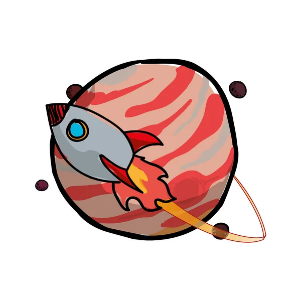 フライング ロケットとジュピターの惑星 — ストックベクタ