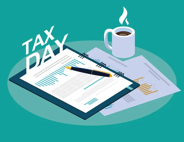 Tax day with planner and business icons — Stock Vector