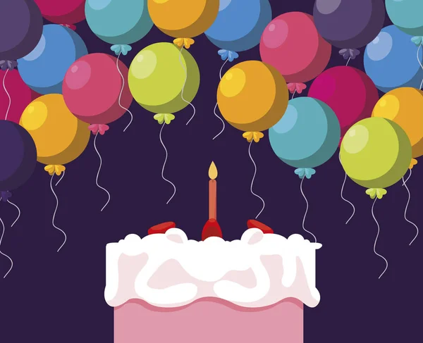 Значок дня рождения сладкого торта — стоковый вектор