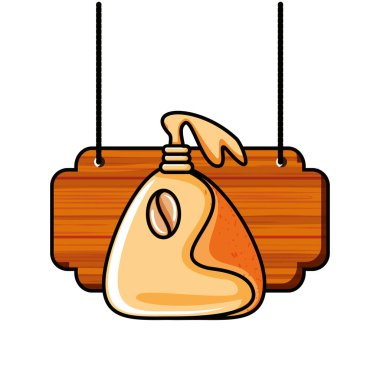 etiket çanta kahve ile ahşap