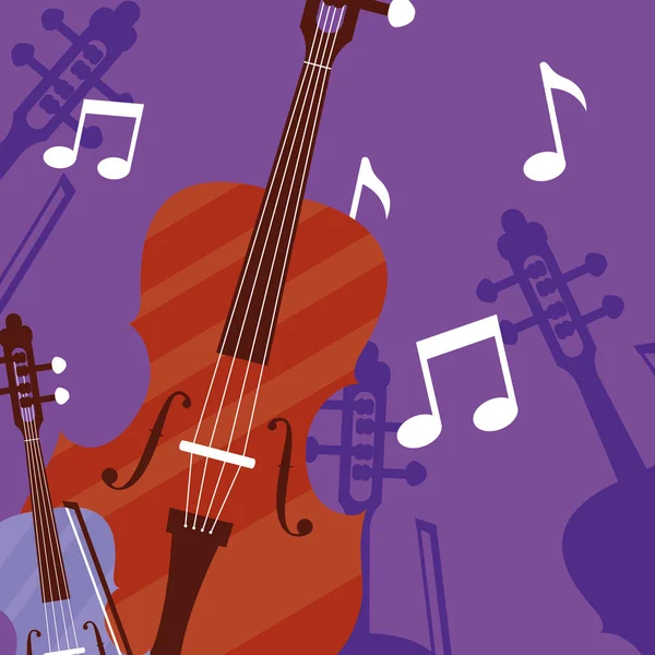 Instrumento violín icono musical — Vector de stock