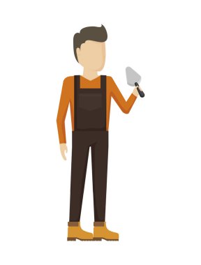 çalışan inşaat adam spatula ile