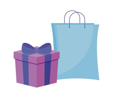 alışveriş çantası hediye kutusu izole simgesiyle