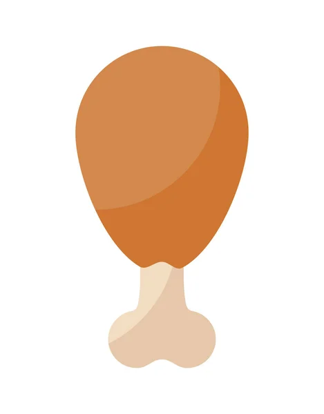 Pollo pierna aislado icono — Vector de stock