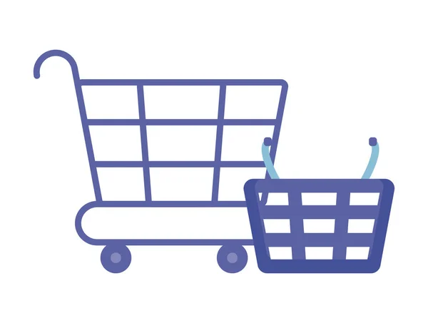 Cart and basket of shopping isolated icon — Stock Vector