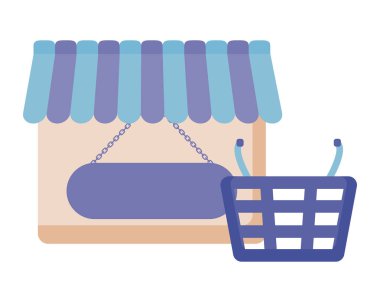 Cephe izole simgesi alışveriş sepeti ile saklamak