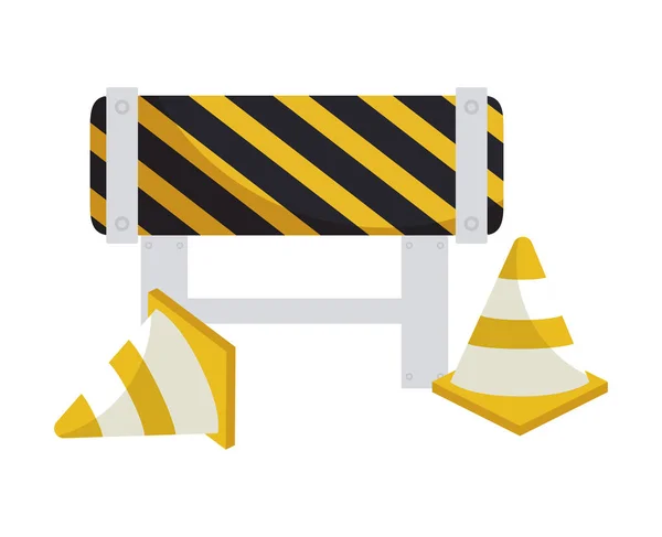 Barricade avec cônes de signalisation — Image vectorielle