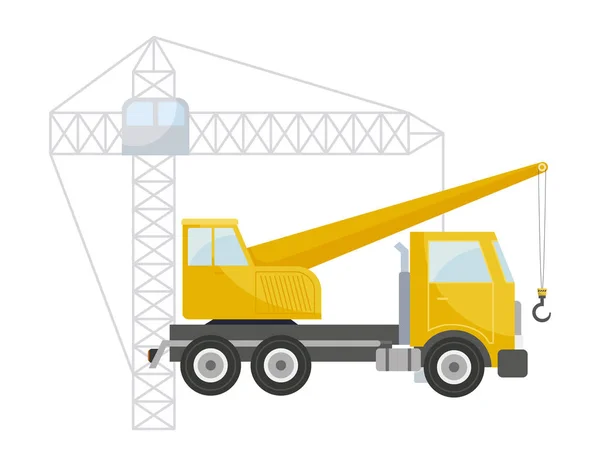 Onder bouw kraan vrachtwagen pictogram — Stockvector