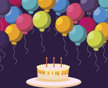 Balonlar helyum ile tatlı pasta doğum günü