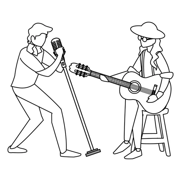 Şarkıcı ve müzisyen çift karakter — Stok Vektör