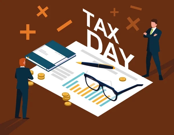 Przedsiębiorców w dniu podatku z dokumentu jak i ikony — Wektor stockowy