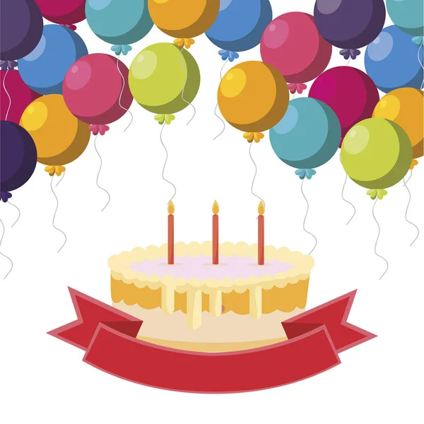 甜蜜的纸杯蛋糕生日与气球氦框架 — 图库矢量图片