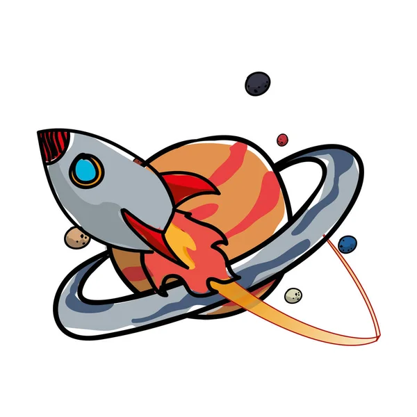 フライング ロケット土星の惑星 — ストックベクタ