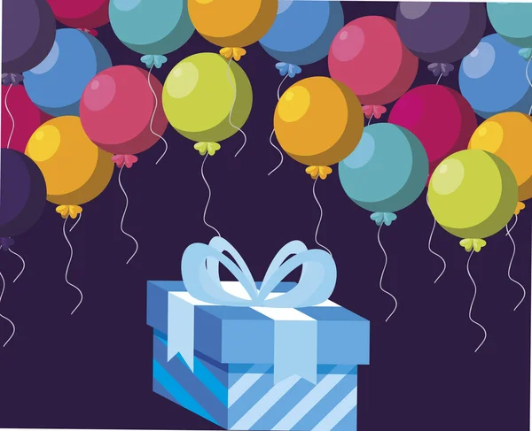 礼物与气球氦框架的礼品盒 — 图库矢量图片