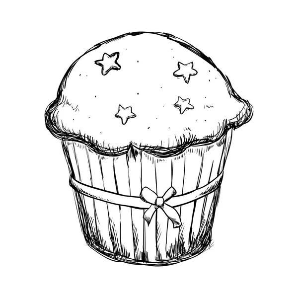 Leckere Cupcake süße Zeichnung — Stockvektor