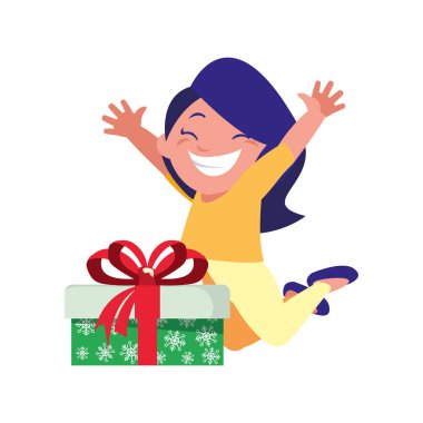 hediye kutusu kutlama ile mutlu kız