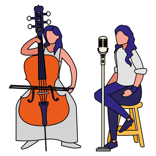 Singer and musician couple characters — Stock Vector