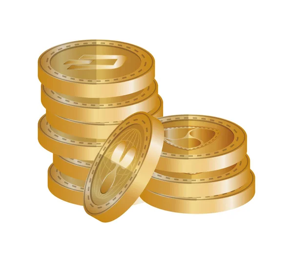 Stos ikon wirtualne monety — Wektor stockowy