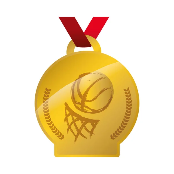Medal with basketball balloon — Stock Vector