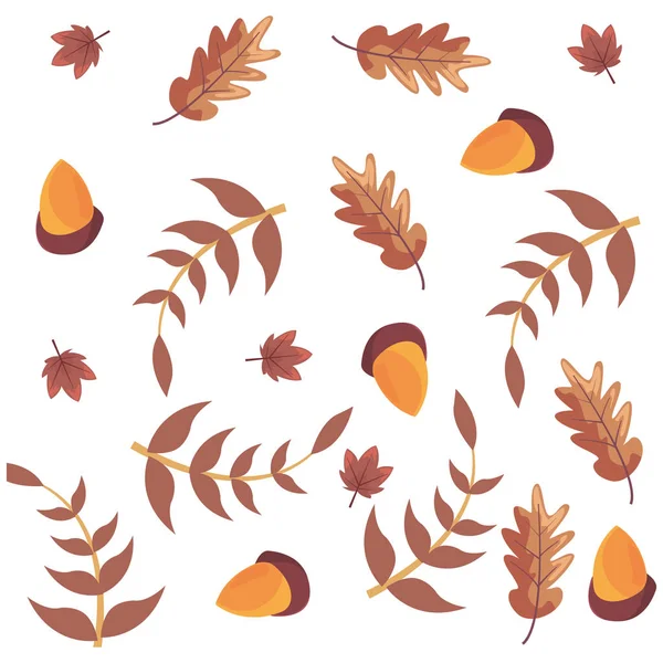 Eicheln und Blätter Dekoration Hintergrund — Stockvektor