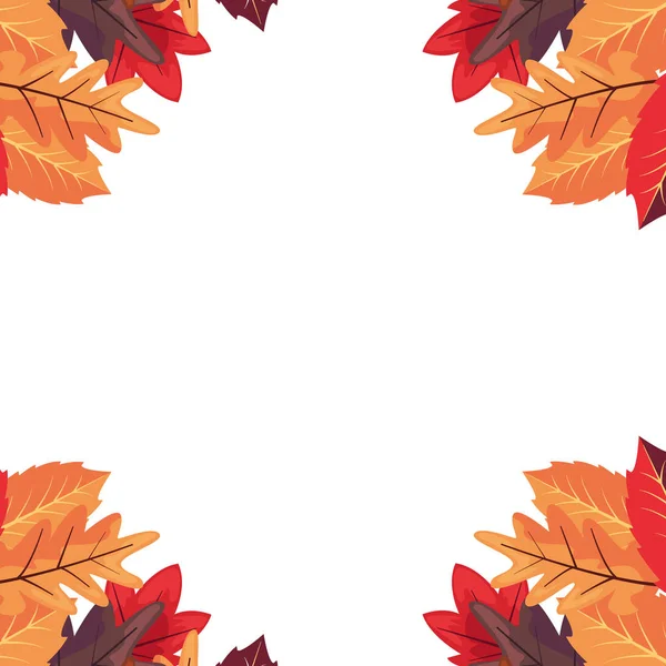 Hojas de otoño follaje marco decoración — Vector de stock