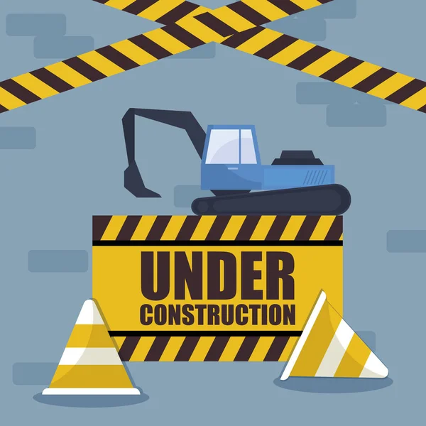 Under construction excavator vehicle — Stock Vector