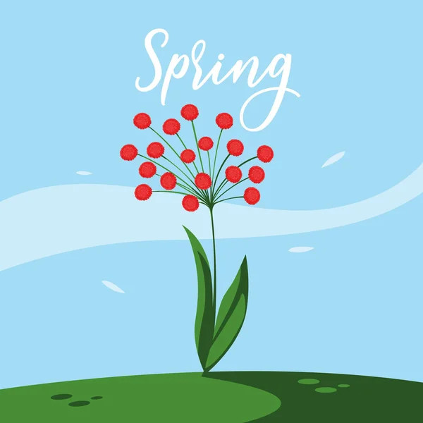 Hermosa flor de primavera en la escena naturaleza hierba — Archivo Imágenes Vectoriales