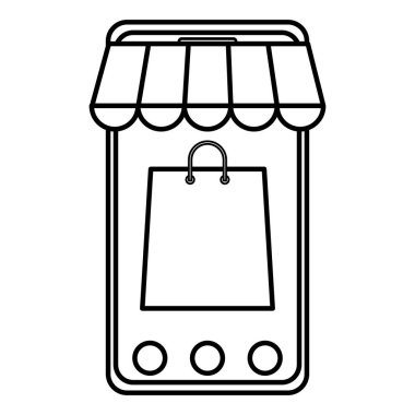 şemsiye ve alışveriş çantası ile Smartphone