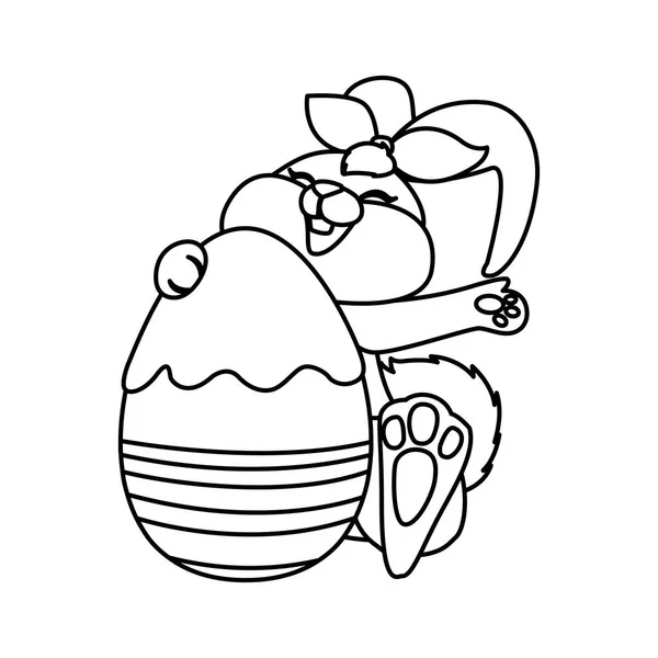 かわいいウサギの卵イースター女性を描いた — ストックベクタ