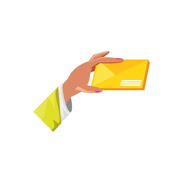 Hand with envelope mail isolated icon — Stock Vector