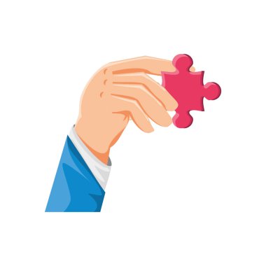 bulmaca parçası izole simgesi ile el