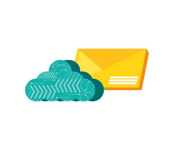 Φάκελος αλληλογραφίας με το cloud computing — Διανυσματικό Αρχείο