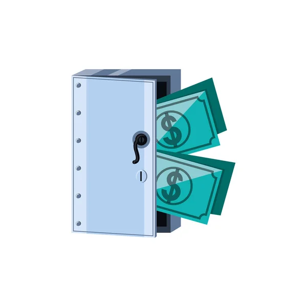 Cassetta di sicurezza sicurezza con banconote dollaro — Vettoriale Stock