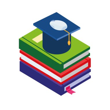 yığın ders kitapları ile şapka mezuniyet